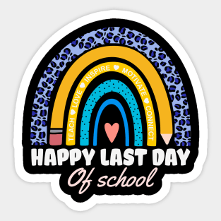 Happy Last Day of School Boho Leopard Rainbow Teachers Gift Sticker